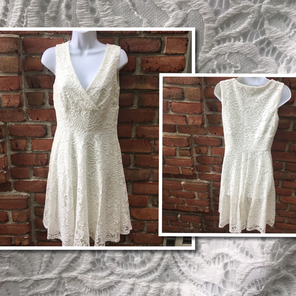 Studio One White Lace Sleeveless Swing Dress 4